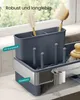 A close-up view of a kitchen sink organizer, showcasing its materials and durability. Produktbild-Vorschau