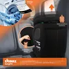 A car interior scene with a child car seat and laundry. Produktbild-Vorschau