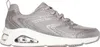 A side view of a single silver and white Skechers sneaker. Produktbild-Vorschau