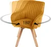 Drehbarer Design Stuhl LIVORNO senfgelb Samt Buchenholz Produktbild-Vorschau 13