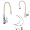 Two views of a beige flexible kitchen faucet with silver accents, along with two flexible hoses and some washers. Anteprima dell’immagine prodotto
