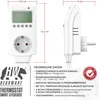 A product image showing a white thermostat plug with dimensions and technical specifications listed. Náhľad obrázku produktu