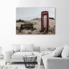 Leinwandbild telefonzelle am strand 90x60 cm Feeby beige Produktbild-Vorschau 2