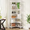 A white corner bookshelf filled with decorative items and books. Anteprima dell’immagine prodotto