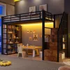 Łóżko piętrowe z listwą LED, metalową ramą, półką, Podgląd zdjęcia produktu 5