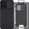 A black phone case with a camera cover is shown on its packaging. Náhled obrázku produktu