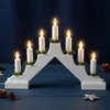 Kunststof lichtboog met 7 LED-kaarsen en timer - wit - Productafbeelding-voorbeeld 1