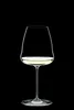 A clear studio shot of a wine glass filled with white wine against a black background. Produktbild-Vorschau