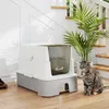 PawHut Edelstahl Katzentoilette mit Deckel, Schaufel, Produktbild-Vorschau 2