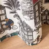 Vorhang mit Smok-Schlaufenband Retro Tierfiguren Häuser in Produktbild-Vorschau 7