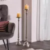 2x Kerzenständer "XXL" aus Aluminiumguss silber, 70 + 89 cm Produktbild-Vorschau 2