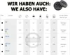 A table showing different types of wheels with their specifications, along with a title and an image of two wheels. Produktbild-Vorschau
