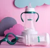 Two baby bottles are displayed on a pink background with decorative cloud shapes. Podgląd zdjęcia produktu