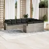 vidaXL 10-tlg. Garten-Sofagarnitur mit Kissen Hellgrau Poly Produktbild-Vorschau 2