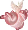A pink glass Christmas ornament of a pig with angel wings. Voir les images du produit
