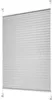 A light gray pleated blind or roller blind is shown hanging against a white background. It is attached at the top and bottom by white brackets. Produktbild-Vorschau
