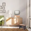 LS-LebenStil Vintage Teak Holz Fuß-Hocker Braun Schwarz Produktbild-Vorschau 4