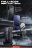 A promotional image showcasing a phone case and its components with descriptive text. Produktbild-Vorschau