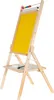 A wooden easel for children with a yellow board and a paper roll holder. Podgląd zdjęcia produktu