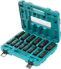 A set of black impact sockets in a teal carrying case. Produktbild-Vorschau