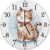A watercolor illustration of a happy cat on a clock face. Produktbild-Vorschau