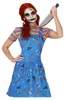 Killerpuppe Kostüm Damen mit Latzkleid & buntem Ringelshirt Produktbild-Vorschau 3