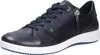 A single blue sneaker is shown from a side angle against a white background.