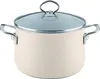 A cream-colored pot with a glass lid and silver handles, shown from the front on a white background. Náhled obrázku produktu