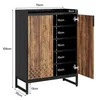 A shoe cabinet with its door open, showing internal shelves and dimensions. Produktbild-Vorschau