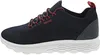 Side view of a blue Geox sneaker with red laces and a white sole. Produktbild-Vorschau