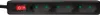 A close-up view of a black power strip with a red on/off switch and three green indicator lights. Voir les images du produit