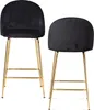 WOHNLING 2er Set Barhocker Samt Schwarz Hocker mit Lehne & Produktbild-Vorschau 6