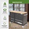 Werkstattwagen DELUXE 12 Schubladen 123 cm Breite Produktbild-Vorschau 2