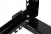 A close-up view of a black metal server rack frame with visible screws. Produktbild-Vorschau