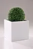 VIVANNO Pflanzkübel Fiberglas BLOCK Würfel, Weiß matt - Produktbild-Vorschau 2