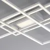 A modern, geometric LED ceiling light fixture with intersecting white bars and illuminated panels. Produktbild-Vorschau