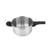 A stainless steel pressure cooker pot with black handles and measurement markings inside. Náhled obrázku produktu