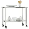 vidaXL Küchen-Arbeitstisch mit Rollen 110x55x85 cm Produktbild-Vorschau 4