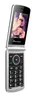 A flip phone is shown open against a white background, displaying a photo on its screen. Produktbild-Vorschau