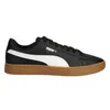 A side view of a black Puma sneaker with a white stripe and a brown sole. Produktbild-Vorschau