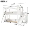 A diagram of a white bunk bed with dimensions indicated by numbers and lines. Anteprima dell’immagine prodotto