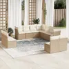 11-tlg. Garten-Sofagarnitur mit Kissen Beige Poly Rattan Produktbild-Vorschau 2