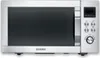 A front view of a silver and black microwave oven. Produktbild-Vorschau