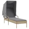 Sonnenliege mit Dach Beige Poly Rattan Produktbild-Vorschau 1