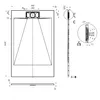 Technical drawing with dimensions of a shower tray. Produktbild-Vorschau