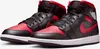 A pair of Nike Air Jordan 1 Mid sneakers in a black and red colorway, presented on a white background. Náhled obrázku produktu