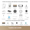 A collage of product components and accessories for a robot vacuum cleaner and its charging station. Produktbild-Vorschau