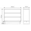 Technical drawing of a dresser with dimensions shown. Voir les images du produit