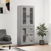 The Living Store Highboard Grau Sonoma 69,5x34x180 cm Produktbild-Vorschau 2