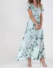 ASKSA Robe d'été Femme Imprimé Fleur Longue Ruche Manches Voir les images du produit 2